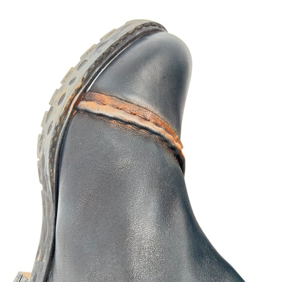 Socofy Floral Dimensional Black Leather Ankle Boots Size 41 - Picture 8 of 16